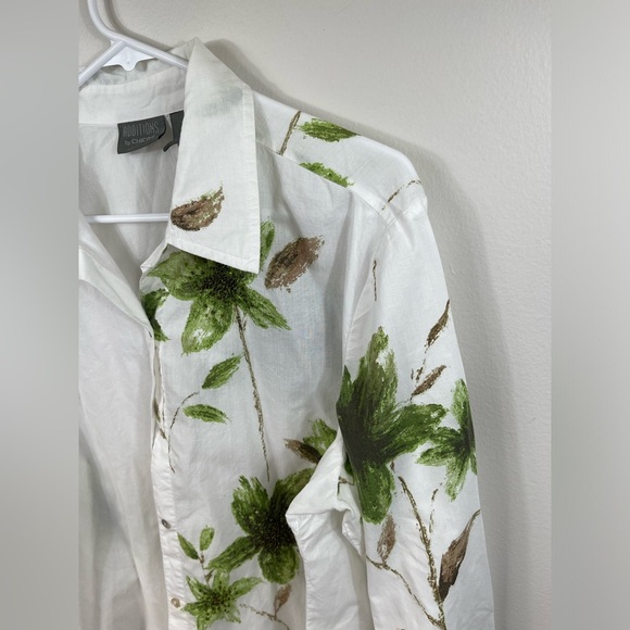 Floral Button-Up Shirt Cotton Women's Additions by Chico's Size 3 - Picture 10 of 16